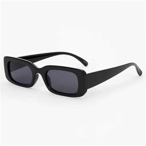 small punk retro perfect rectangle lenses sunglasses black sharp corners